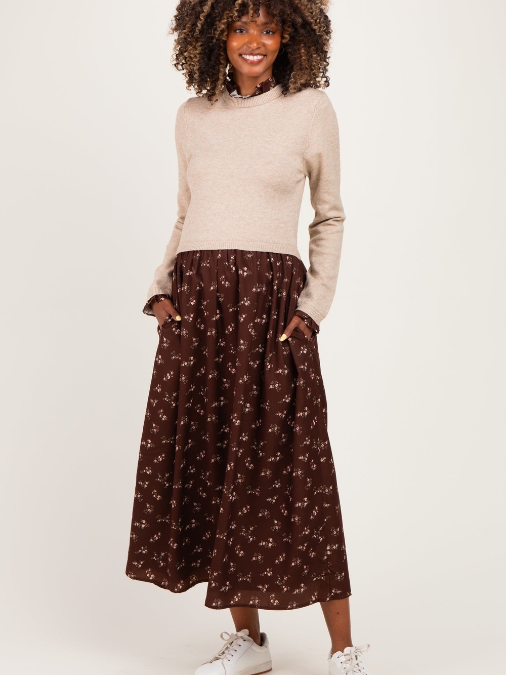 Pinkblush Dress NWT Oatmeal Sweater Floral Skirt